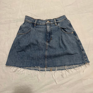 We The Free “Free People” Women's Blue Denim Frayed Hem Mini Skirt S